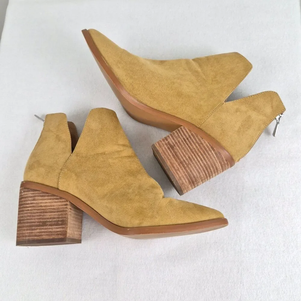 Nordstrom B.P. Brynne Pointed Toe Ankle Boots Size 10 Tan Block Heel